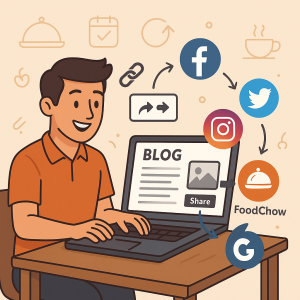 8. Post Regularly on Blogs & Social Media (Link Back to FoodChow)